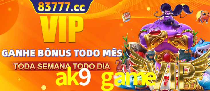 Banner promocional do ak9 game oferecendo 100% de recompensas adicionais contínuas para quem fizer o login diário (Daily sign-in), com um mascote de coelho.